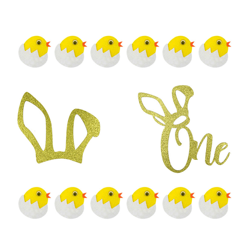 Rhewides 14 Pcs Easter Rabbit Ear Shaped Cake Toppers Chicken Shaped Glittering Cake Picks Cupcake Decor Party Supplies